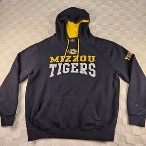 Colosseum MIZZOU Tigers Hoodie Mens L Pullover Black Missouri‎ U Sweatshirt